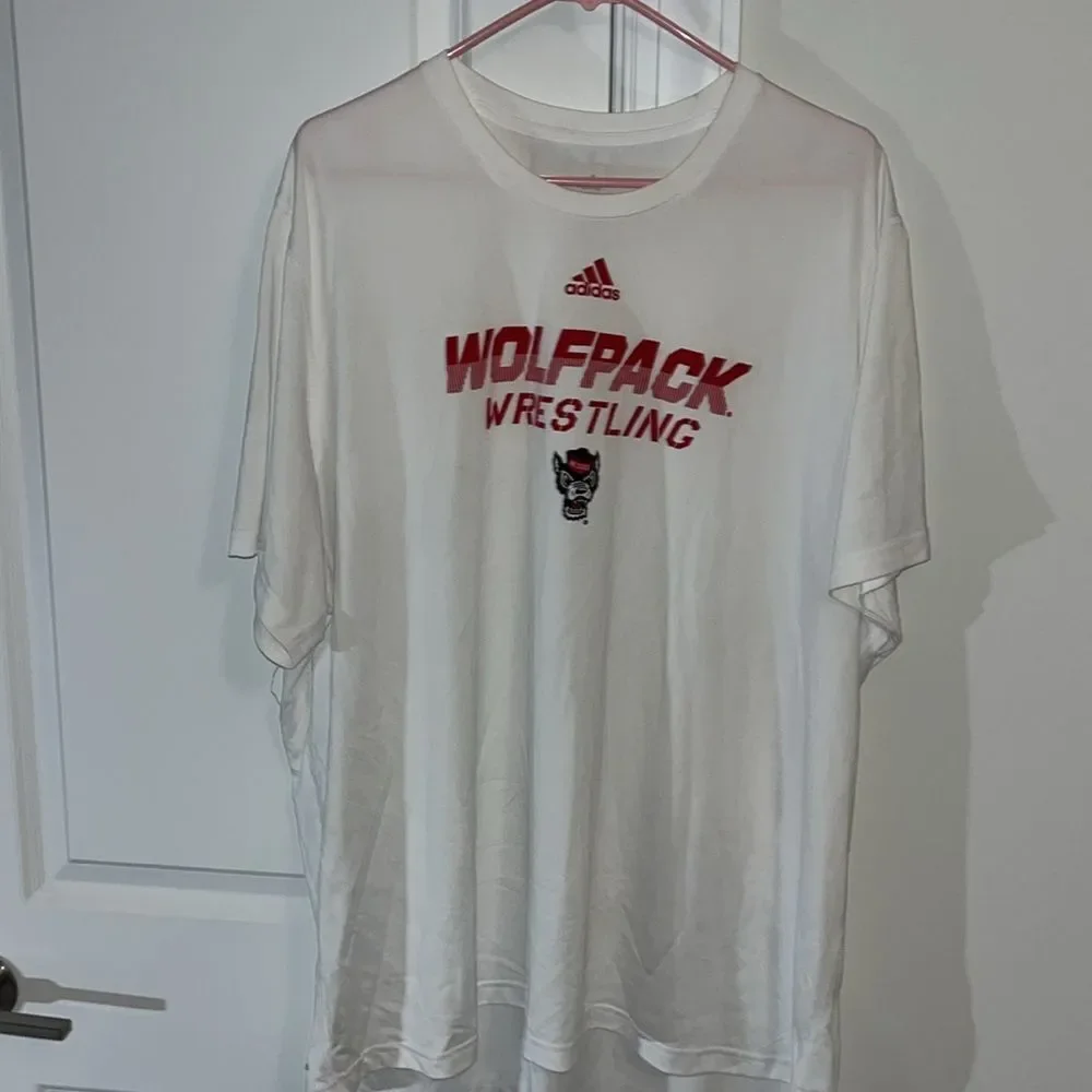 Adidas NC State Wolfpack wrestling team issue practice creator T shirt 3XL White